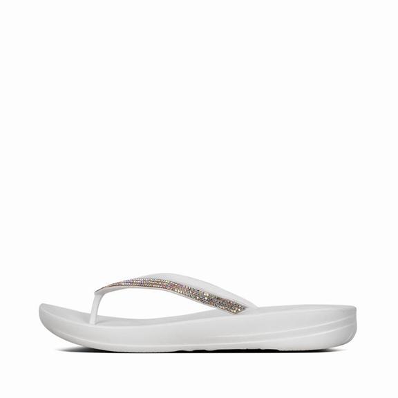 Fitflop Iqushion Sparkle Flip Flops White Womens - South Africa (AEHN70315)